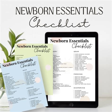 Newborn Essentials Checklist Printable Newborn Baby Checklist Instant Download PDF Newborn Baby ...