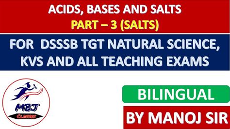 Acids Bases And Salts Part Salts Chemistry For Dsssb Tgt Natural