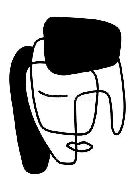 Abstract Portraits Vector Illustration. Minimalistic Line Art. Elements ...