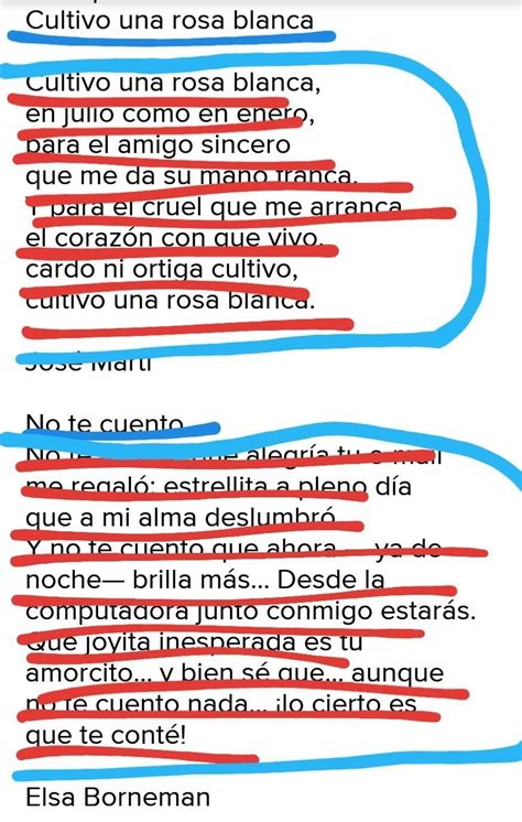 Encierra con color azul el título de cada poema subraya los versos con