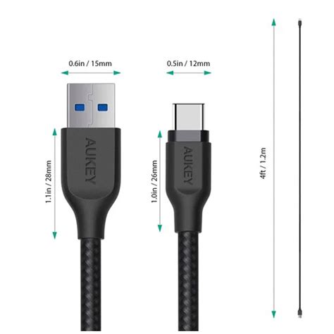 Aukey Cb Ac1 Braided Nylon Usb 31 Usb A To Usb C Cable 12 Meteraky Cb Ac1 Usbc Usba Online