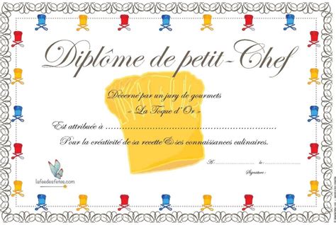 Diplôme De Fête Ptit Chef Diplôme Anniversaire Enfants