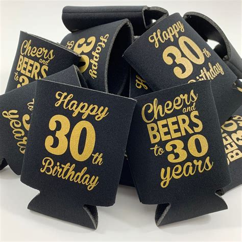 30th Birthday Party Favor Can Coolers Cheers And Beers To 30 Years