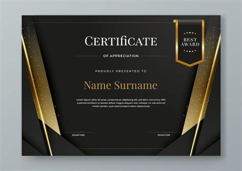 Premium Vector | Black and gold modern certificate template with shapes For corporate ...