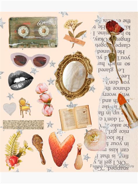 "Vintage Old Money Aesthetic Collage Print Light Peach" Sticker for Sale by madiwestdal | Redbubble