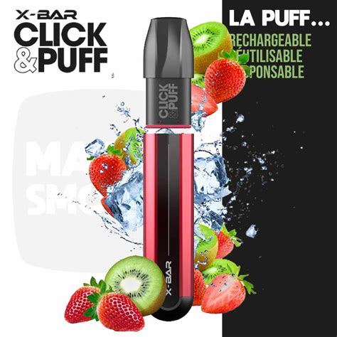 X Bar Click And Puff E Cig R Utilisable Strawberry Kiwi Majorsmoker