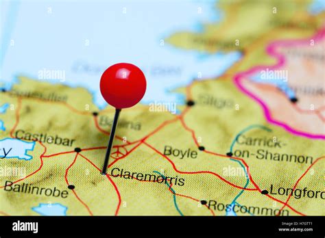 Claremorris pinned on a map of Ireland Stock Photo - Alamy