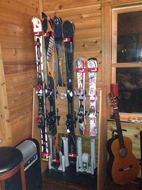 I recently built this ski rack that accommodates 12 pairs of skis but ...