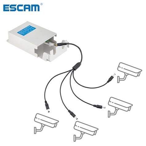 ESCAM AC DC 12V 3A Zewn Trzny Zasilacz Z 4 Kierunkowym Kabel