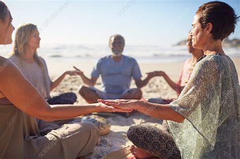 Serene People Meditating In Circle Stock Image F0242782 Science