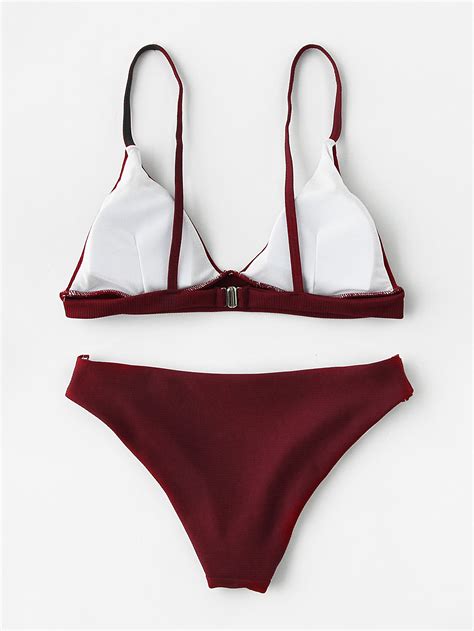 Seam Detail Triangle Bikini Set SheIn Sheinside