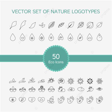 مجموعة ناقلات من 50 موارد أيقونات البيئة ورقة الشجر صحة بيئة PNG
