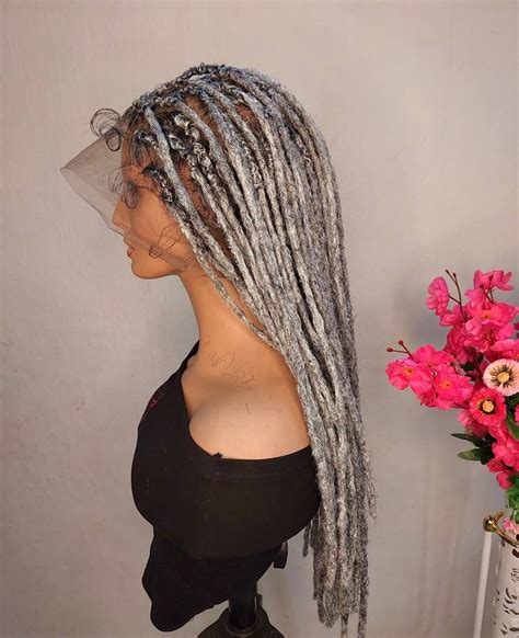 Dreadlock Wig Grey Dreadlock Wig Full Lace Synthetic Etsy