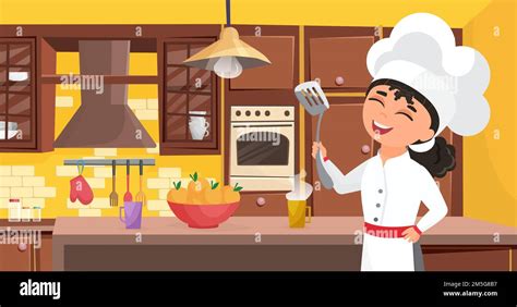 Kids chef cook food vector illustration. Cartoon happy cute child ...