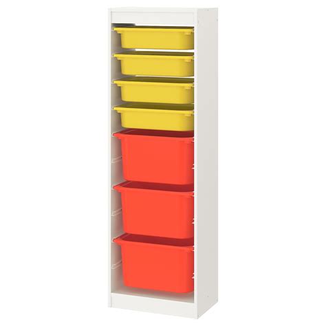 Стеллаж - IKEA TROFAST, 46х30х145 см, белый/желтый/оранжевый, ТРУФАСТ ...