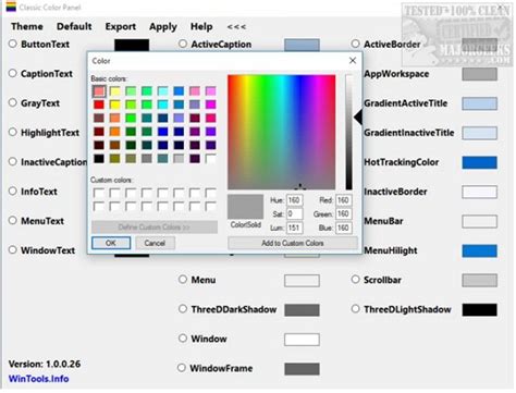 change   windows  color scheme    classic color panel