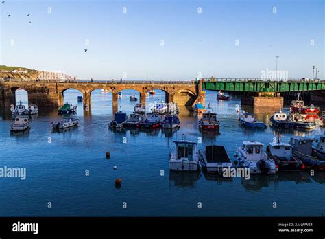 Folkestone Kent Uk Boats Moored At Folkestone Harbour Stock Photo