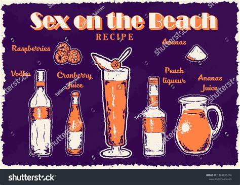 Sex On Beach Cocktail Recipe Retro Stock Vector Royalty Free Shutterstock