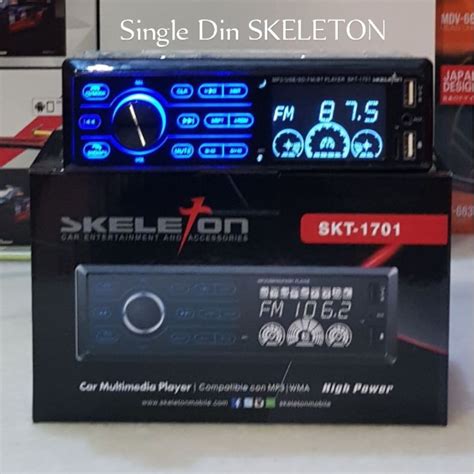 Head Unit Single Din Skeleton Tape Mobil Multi Fungsi Tombol Rata