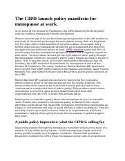 Week Cipd Launch Menopause Manifesto Docx The Cipd Launch Policy