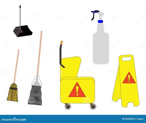 Janitorial Tools Stock Vector Illustration Of Caution 6692523