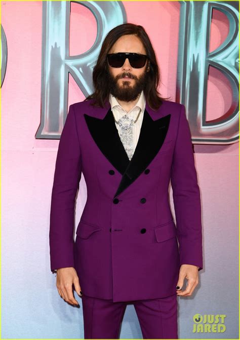 Photo Jared Leto Blue Eye Makeup Purple Suit Morbius Premiere In