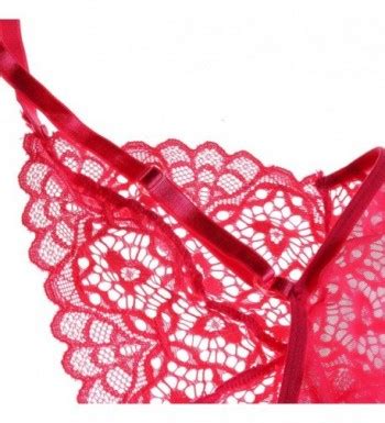 Women S Sexy Babydoll Lingerie Lace Strap Chemise Nightwear G String Set Rose Red C8182223LGD