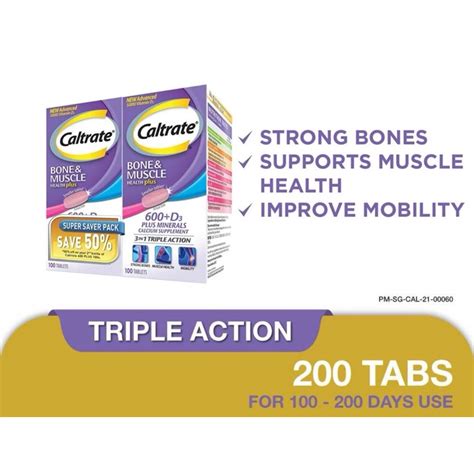 Bundle Of 1 Or 2 Caltrate Bone And Muscle Health Plus 60 100 Tablets