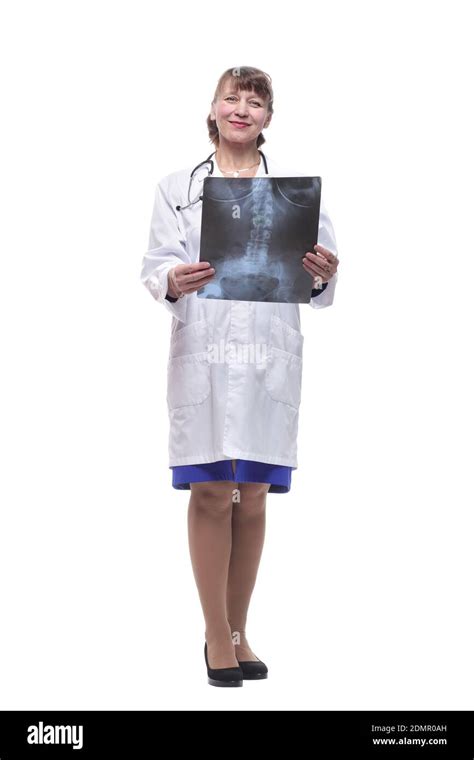 Portrait Of A Female Doctor Looking At An X Ray Stock Photo Alamy