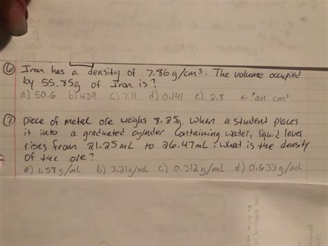 Solved ② Iron has a density of 7 86 g cm3 The volume Chegg