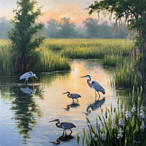 Heron Birds In Wetland Waters Free Stock Photo - Public Domain Pictures