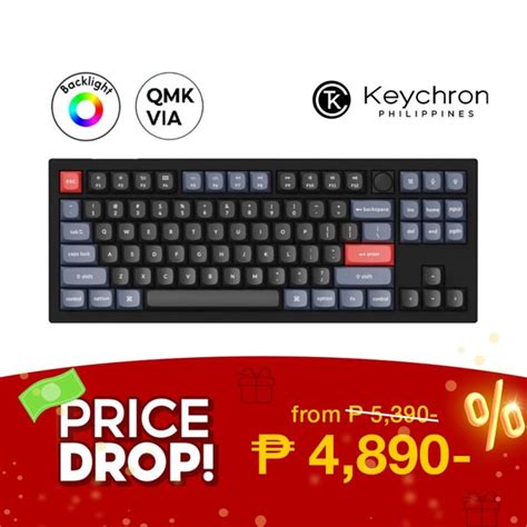 Keychron V Knob QMK Mechanical Keyboard Carbon Black TKL Wired RGB Hot Swap QMK VIA