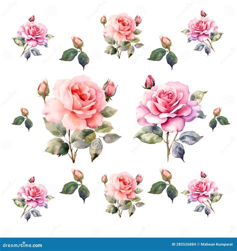 Pink Rose Watercolor Illustration Stock Illustration Illustration