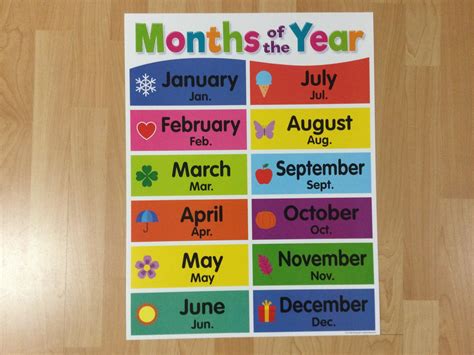 Months of the Year Chart Months of the Year Chart - School Spot