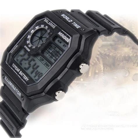 Мужские цифровые спортивные светящиеся хронографы, водонепроницаемые ...