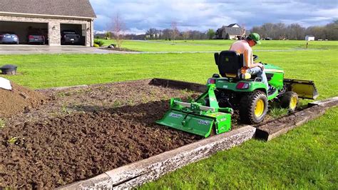 Tilling With John Deere X758 And Frontier 42 Tiller Youtube