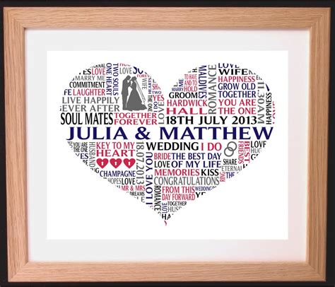 Personalised Heart Shaped Wedding Word Art T Etsy