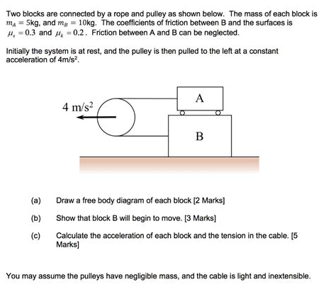 Two Blocks Are Connected By A Rope And Pulley As Shown Below The Mass