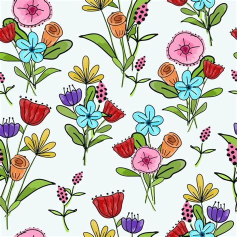 Premium Vector Colorful Flower Bouquet Seamless Pattern