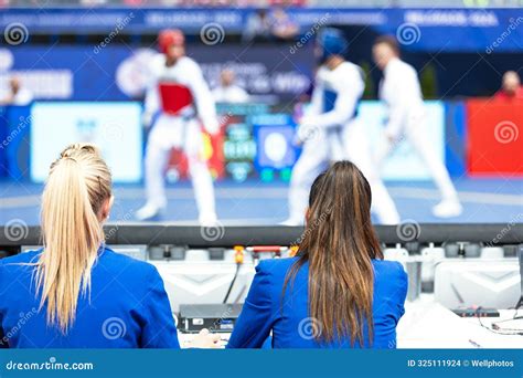 Taekwondo Martial Art And Combat Sport Competition Game Stock Photo