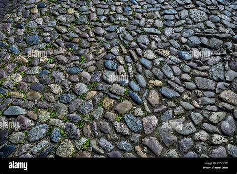 Ancient Cobbled Street Surface Close Up Showing All Different Stone