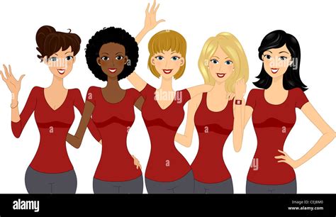 Illustration Of Women Wearing Red Tops Stock Photo Alamy