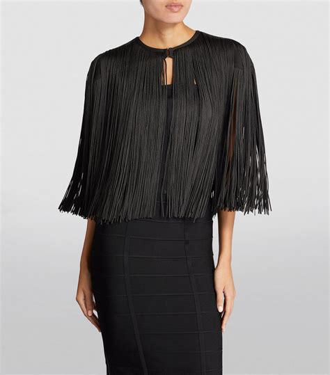 Womens Herv L Ger Black Fringed Cape Harrods Uk