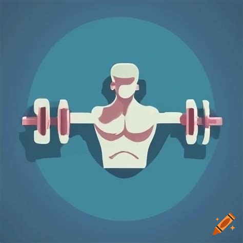 Icon With A Dumbbell And Flexed Biceps On Blue Background On Craiyon