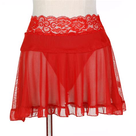 Jupe Mini Jupe Transparente En Dentelle Et Maille Pour Femmes Ensemble De Lingerie Sexy