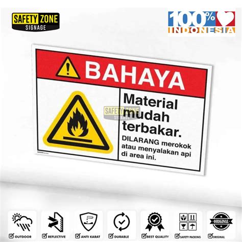 Jual Sign Sticker Peringatan Bahaya Mudah Terbakar Rambu K3 Shopee