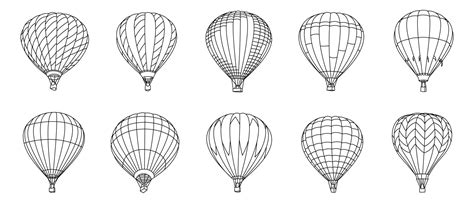 Hot Air Ballon Outline Illustration Vector Set 24469203 Vector Art At