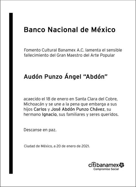 Señor Audón Punzo Ángel Obituario Esquela