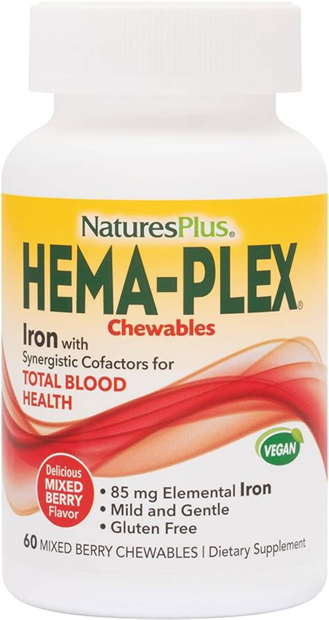 Amazon Natures Plus Hema Plex Iron 60 Mixed Berry Chewables 85