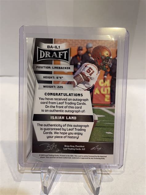 Leaf Draft Autographs Ba Il Isaiah Land Au Rc For Sale